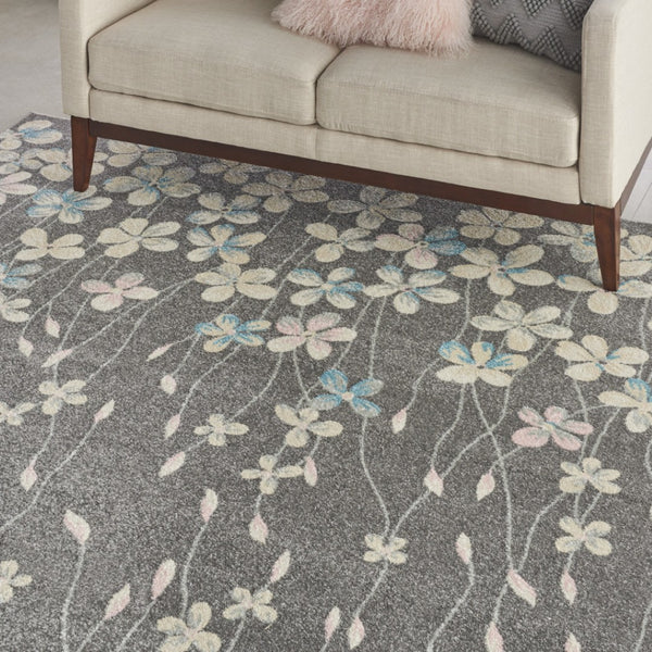 HomeRoots 6' Beige and Gray Floral Area Rug – Elegant Design for Timeless Style and Durable Everyday Use 9' X 12' 551439