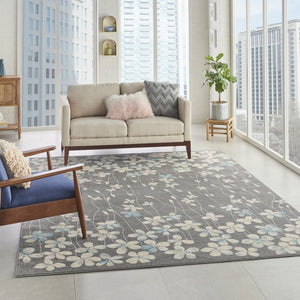 HomeRoots 6' Beige and Gray Floral Area Rug – Elegant Design for Timeless Style and Durable Everyday Use 9' X 12' 551439