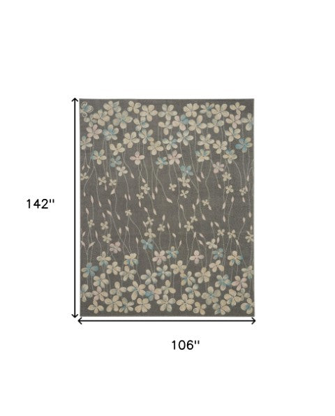 Homeroots 9' X 12' Stain-resistant Beige And Gray Floral Area Rug - Durable, Stylish, Perfect For Family Spaces!  Polypropylene 551439