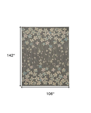 Homeroots 9' X 12' Stain-resistant Beige And Gray Floral Area Rug - Durable, Stylish, Perfect For Family Spaces!  Polypropylene 551439