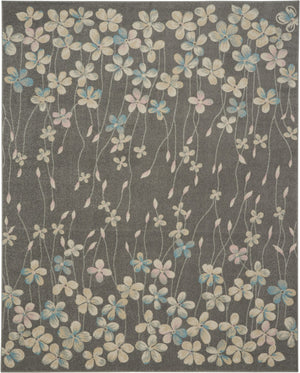 Homeroots 9' X 12' Stain-resistant Beige And Gray Floral Area Rug - Durable, Stylish, Perfect For Family Spaces!  Polypropylene 551439