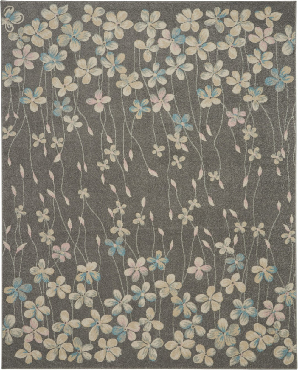 HomeRoots 6' Beige and Gray Floral Area Rug – Elegant Design for Timeless Style and Durable Everyday Use 9' X 12' 551439