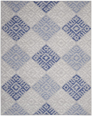 HomeRoots 8 Ft X 12 Ft Polypropylene Geometric Area Rug Distressed Ivory Blue Gray Living Room 551441