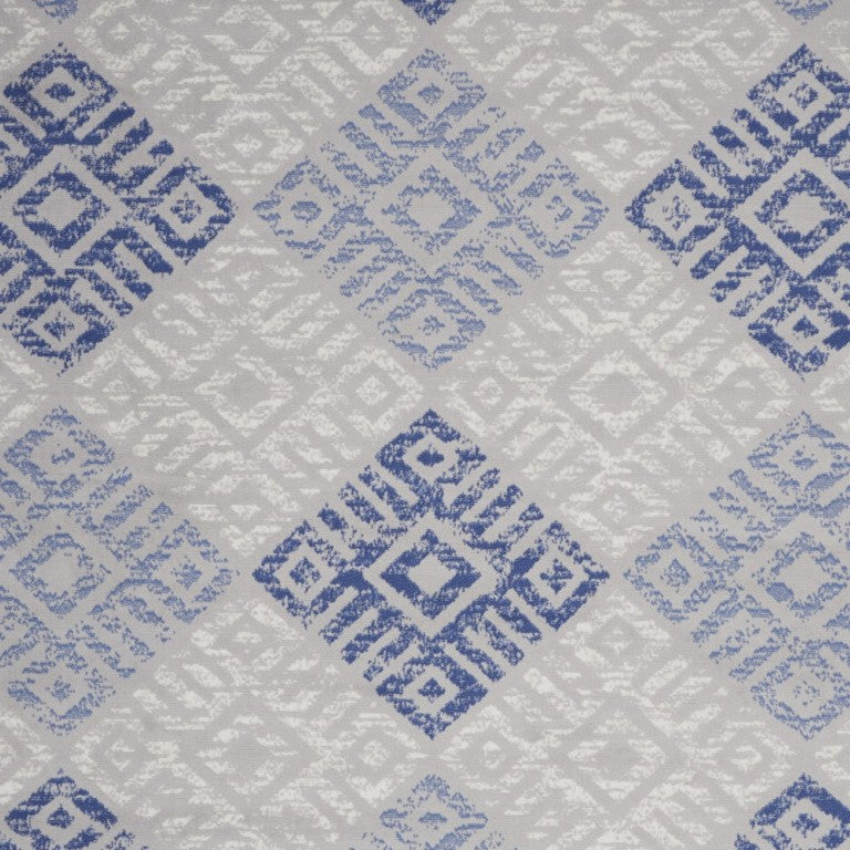 HomeRoots 8 Ft X 12 Ft Polypropylene Geometric Area Rug Distressed Ivory Blue Gray Living Room 551441