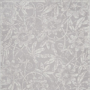 Homeroots 7' Ivory And Gray Floral Distressed Non-skid Area Rug - Perfect For Pets, Stain-resistant & Durable 8' X 12' Polyester 551443