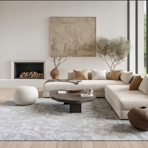HomeRoots 7' Ivory and Gray Floral Distressed Area Rug - Durable, Stain-Resistant Design for Every Room 8' X 12' 551443