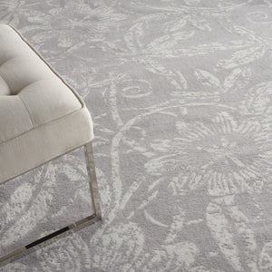 HomeRoots 7' Ivory and Gray Floral Distressed Area Rug - Durable, Stain-Resistant Design for Every Room 8' X 12' 551443