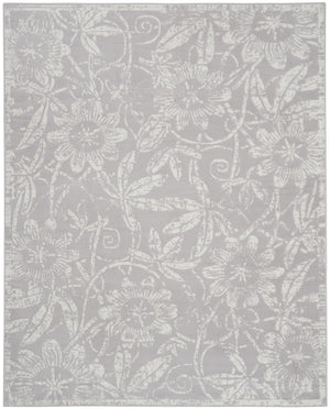 HomeRoots 7' Ivory and Gray Floral Distressed Area Rug - Durable, Stain-Resistant Design for Every Room 8' X 12' 551443