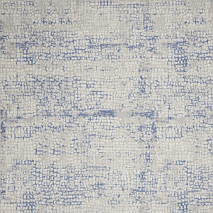 Homeroots 7' Abstract Ivory Blue And Gray Distressed Non-skid Area Rug - Durable, Stain-resistant Design For Home 8' X 12' Polyester 551444