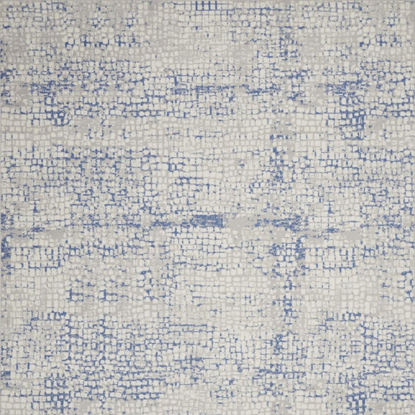 Homeroots 7' Abstract Ivory Blue And Gray Distressed Non-skid Area Rug - Durable, Stain-resistant Design For Home 8' X 12' Polyester 551444