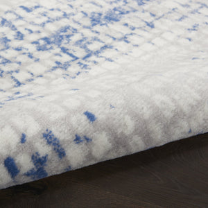 HomeRoots 7' Abstract Distressed Area Rug in Ivory, Blue, and Gray – Non-Skid, Stain-Resistant Modern Comfort 8' X 12' 551444