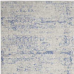 Homeroots 7' Abstract Ivory Blue And Gray Distressed Non-skid Area Rug - Durable, Stain-resistant Design For Home 8' X 12' Polyester 551444