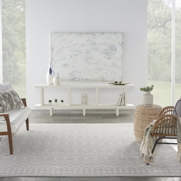 HomeRoots 6' Gray and Ivory Moroccan Distressed Area Rug - Soft, Non-Skid Design for Bohemian Home Décor 8' X 12' 551445