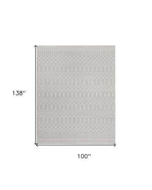 Homeroots 6' Gray And Ivory Moroccan Distressed Area Rug - Stain Resistant, Non-skid, Durable, Cozy Design 8' X 12' Polyester 551445