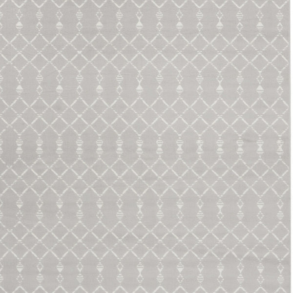 Homeroots 6' Gray And Ivory Moroccan Distressed Area Rug - Stain Resistant, Non-skid, Durable, Cozy Design 8' X 12' Polyester 551445