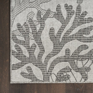 HomeRoots 9' X 12' Gray Black And Ivory Nautical Rug - Stylish Indoor/Outdoor Coastal Charm for Any Space 551447