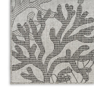 HomeRoots 9' X 12' Gray Black And Ivory Nautical Rug - Stylish Indoor/Outdoor Coastal Charm for Any Space 551447