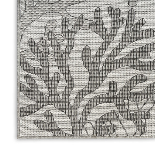 HomeRoots 9' X 12' Gray Black And Ivory Nautical Rug - Stylish Indoor/Outdoor Coastal Charm for Any Space 551447