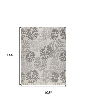 HomeRoots 9' X 12' Gray Black And Ivory Nautical Rug - Stylish Indoor/Outdoor Coastal Charm for Any Space 551447