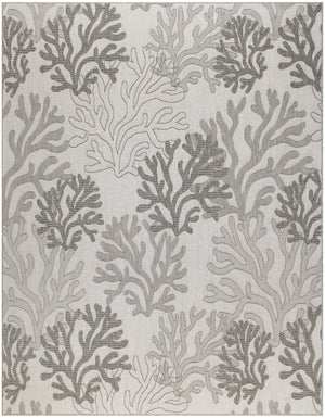 HomeRoots 9' X 12' Gray Black And Ivory Nautical Rug - Stylish Indoor/Outdoor Coastal Charm for Any Space 551447
