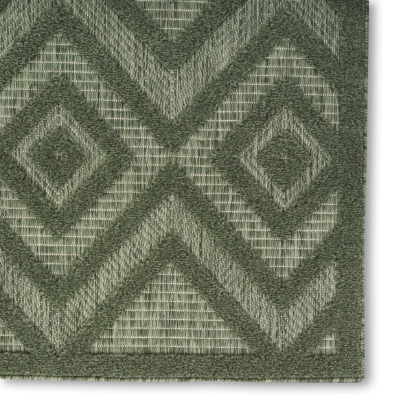 HomeRoots 9' Contemporary Dark & Light Green Geometric Area Rug – Durable Indoor/Outdoor Comfort & Style 551449