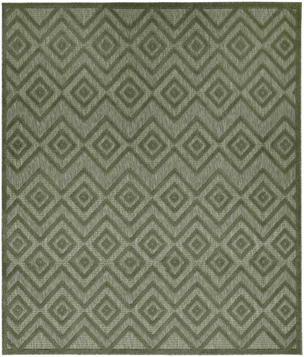 HomeRoots 9' Contemporary Dark & Light Green Geometric Area Rug – Durable Indoor/Outdoor Comfort & Style 551449