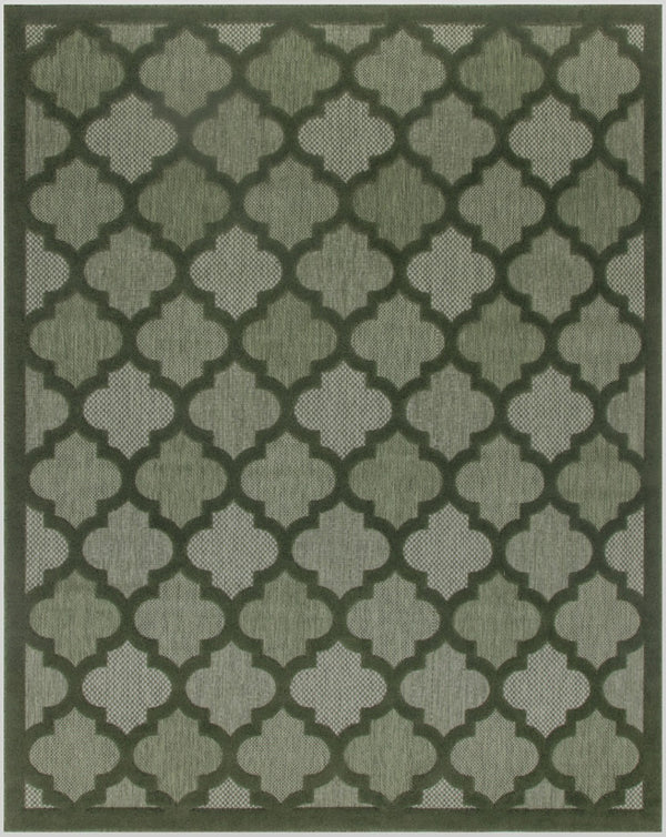 HomeRoots 9' Trellis Area Rug in Dark and Light Green - Versatile Indoor/Outdoor Solution for Any Space 551450
