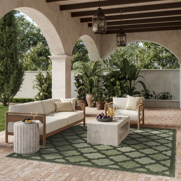 HomeRoots 9' Trellis Area Rug in Dark and Light Green - Versatile Indoor/Outdoor Solution for Any Space 551450