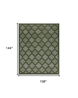 HomeRoots 9' Trellis Area Rug in Dark and Light Green - Versatile Indoor/Outdoor Solution for Any Space 551450