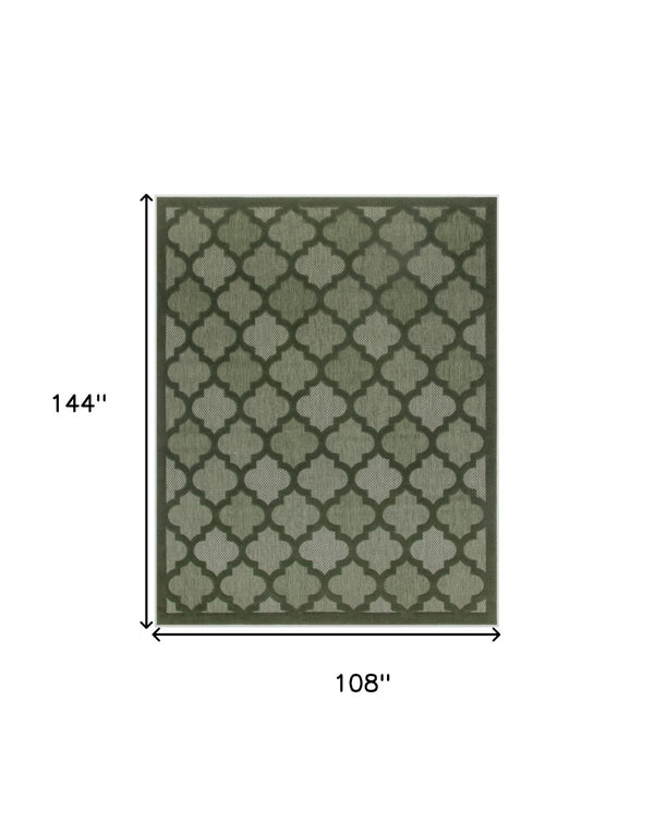HomeRoots 9' Trellis Area Rug in Dark and Light Green - Versatile Indoor/Outdoor Solution for Any Space 551450
