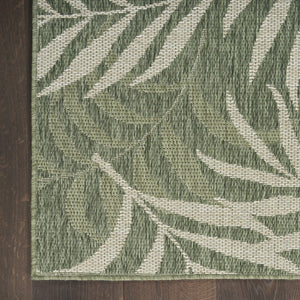 HomeRoots 9' X 12' Tropical Palm Leaf Area Rug – Stylish Ivory & Green Design for Indoor/Outdoor Charm 551451
