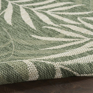 HomeRoots 9' X 12' Tropical Palm Leaf Area Rug – Stylish Ivory & Green Design for Indoor/Outdoor Charm 551451
