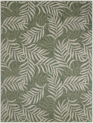 HomeRoots 9' X 12' Tropical Palm Leaf Area Rug – Stylish Ivory & Green Design for Indoor/Outdoor Charm 551451