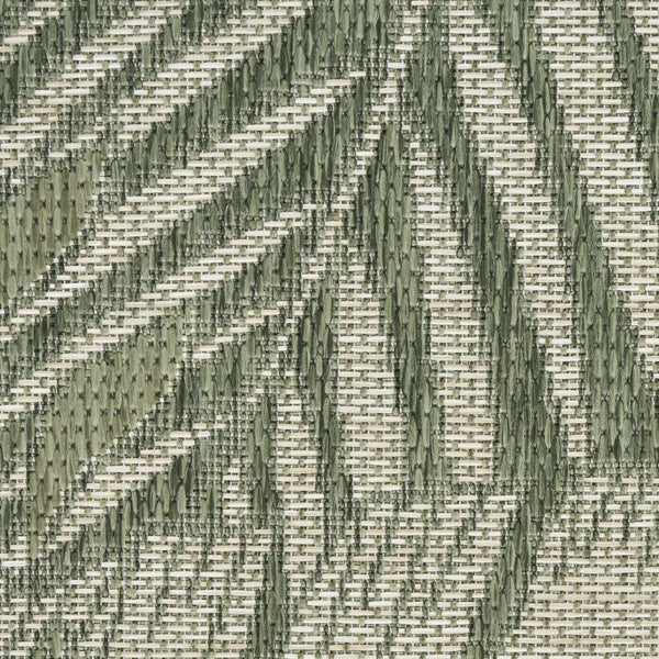 HomeRoots 9' X 12' Ivory & Green Palm Leaf Rug - Versatile Indoor-Outdoor Décor for Coastal Living Spaces 551452