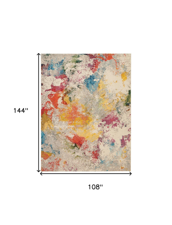 Homeroots 9' X 12' Ivory Abstract Power Loom Area Rug  Polypropylene 551454