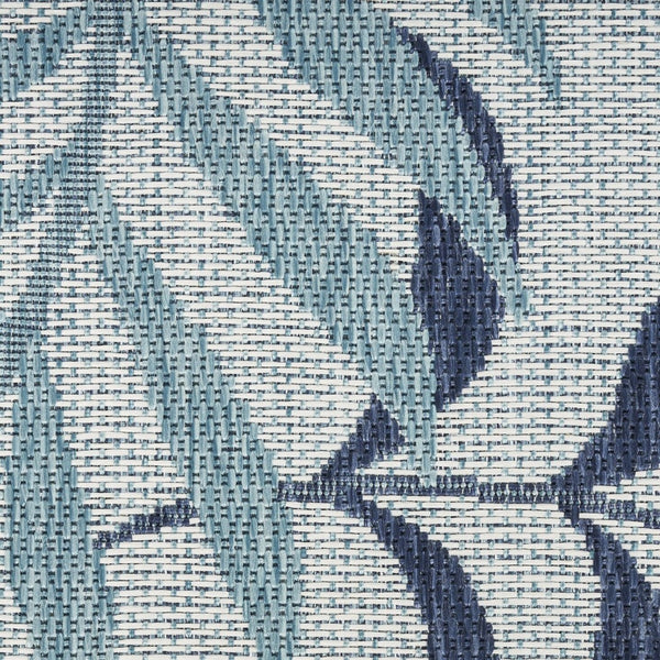 HomeRoots 9' X 12' Coastal Palm Leaf Area Rug – Ivory & Sky Blue, Durable Indoor/Outdoor, Easy Care, Stylish Decor 551457