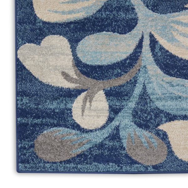 9x12 Floral Indoor Rug Blue Ivory Polypropylene Woven Traditional Living Room