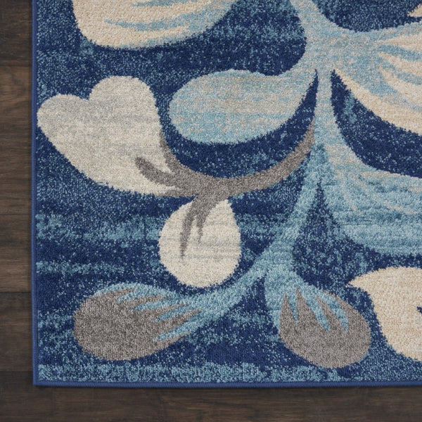 9x12 Floral Indoor Rug Blue Ivory Polypropylene Woven Traditional Living Room
