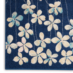 HomeRoots 6' Navy Blue and Ivory Floral Area Rug - Timeless Elegance for Living Rooms, Dining Areas, and More 9' X 12' 551460