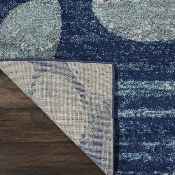 HomeRoots 5' Botanical Leaves Area Rug in Navy and Light Blue – Durable, Easy-Clean Design for Cozy Spaces 9' X 12' 551461