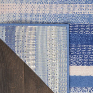 HomeRoots 8' Abstract Distressed Area Rug in Ivory, Tan, and Blue – Durable, Non-Skid, Stain-Resistant Design 8' X 12' 551462