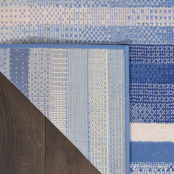 HomeRoots 8' Abstract Distressed Area Rug in Ivory, Tan, and Blue – Durable, Non-Skid, Stain-Resistant Design 8' X 12' 551462