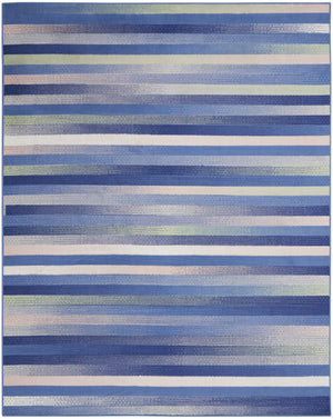 HomeRoots 8' Abstract Distressed Area Rug in Ivory, Tan, and Blue – Durable, Non-Skid, Stain-Resistant Design 8' X 12' 551462