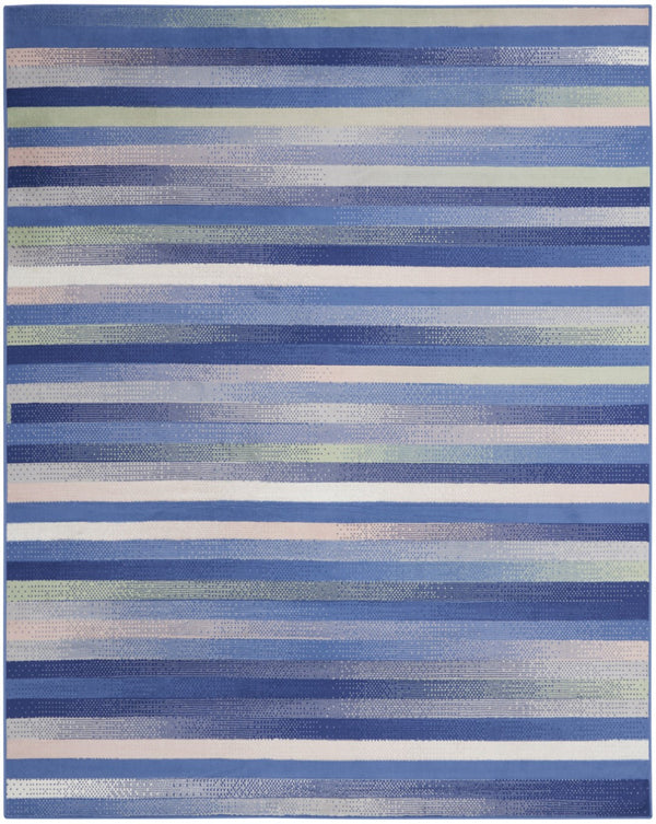 HomeRoots 8' Abstract Distressed Area Rug in Ivory, Tan, and Blue – Durable, Non-Skid, Stain-Resistant Design 8' X 12' 551462