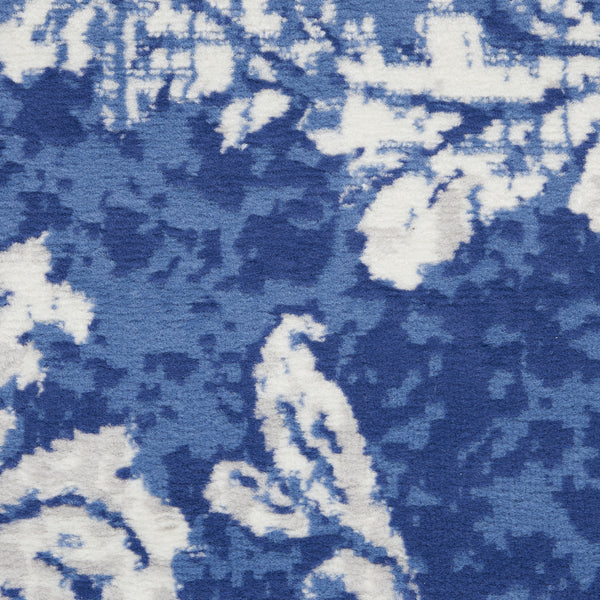 Homeroots 8' X 12' Navy Blue And Ivory Damask Distressed Non Skid Area Rug  Polypropylene 551463