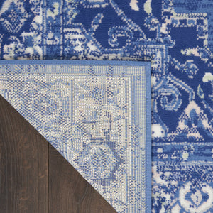 Homeroots 8' X 12' Ivory Navy Blue And Beige Floral Medallion Distressed Non Skid Area Rug  Polypropylene 551465