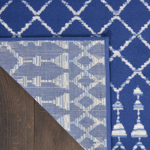 HomeRoots 8' Moroccan Distressed Area Rug in Navy Blue and Ivory – Durable, Stain Resistant, Non-Skid Design 8' X 12' 551468