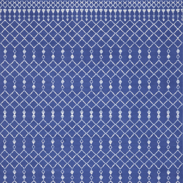 Homeroots 8' X 12' Navy Blue And Ivory Moroccan Distressed Non Skid Area Rug  Polypropylene 551468