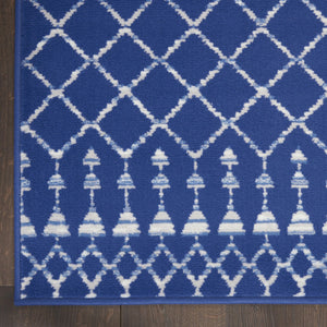 HomeRoots 8' Moroccan Distressed Area Rug in Navy Blue and Ivory – Durable, Stain Resistant, Non-Skid Design 8' X 12' 551468