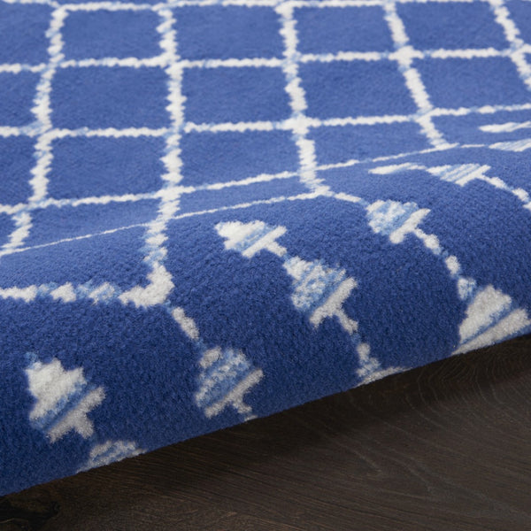 HomeRoots 8' Moroccan Distressed Area Rug in Navy Blue and Ivory – Durable, Stain Resistant, Non-Skid Design 8' X 12' 551468